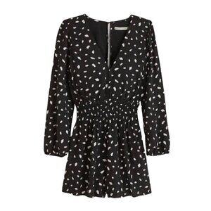 Abercrombie & Fitch Black and White Polka Dot Shorts Romper, Small